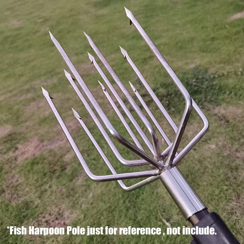 Dutiplus Large Fishing Harpoon 1~11 Prong Barded Stainless Steel Hunting Fish Gig Gaff Fork Hook with 8mm Screw for Catching Big Fish Mole Big Bullfrog - Image 5